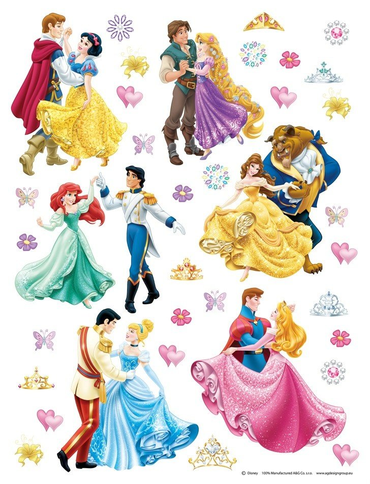 Samolepicí dekorace Princezny a princové DK1774 - 65 x 85 cm