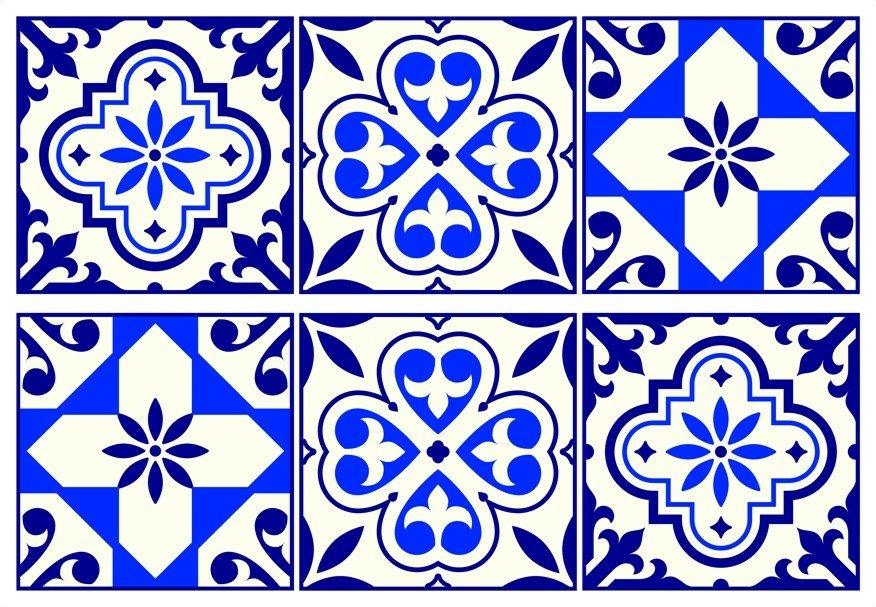 Samolepicí dekorace Modré kachličky SM 3448 - 65 x 42,5 cm