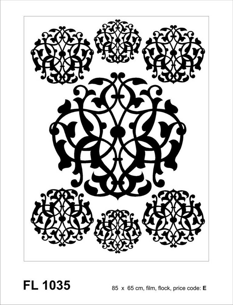 Samolepicí velourová dekorace Ornamenty FL 1035 - 65 x 85 cm