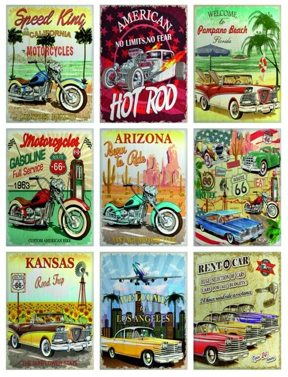 Samolepicí dekorace Auta a motorky retro F 1065 - 65 x 85 cm