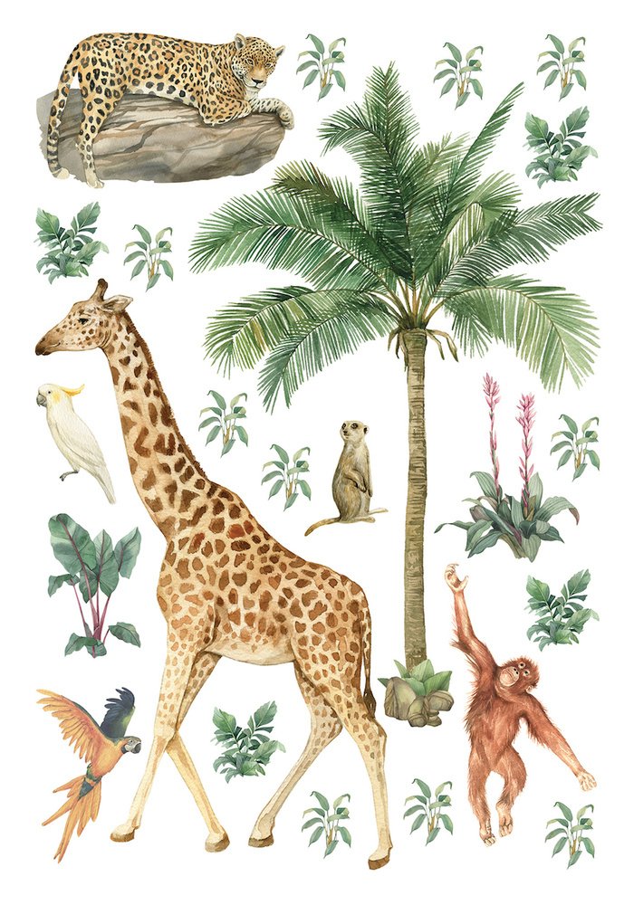 Samolepicí dekorace Jungle DKM1745 arch 42,5 x 65 cm