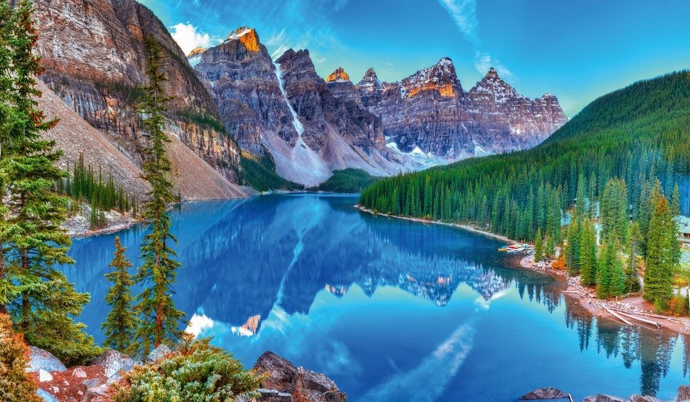 Vliesová fototapeta MS-5-3049 Moraine Lake - 375 x 250 cm
