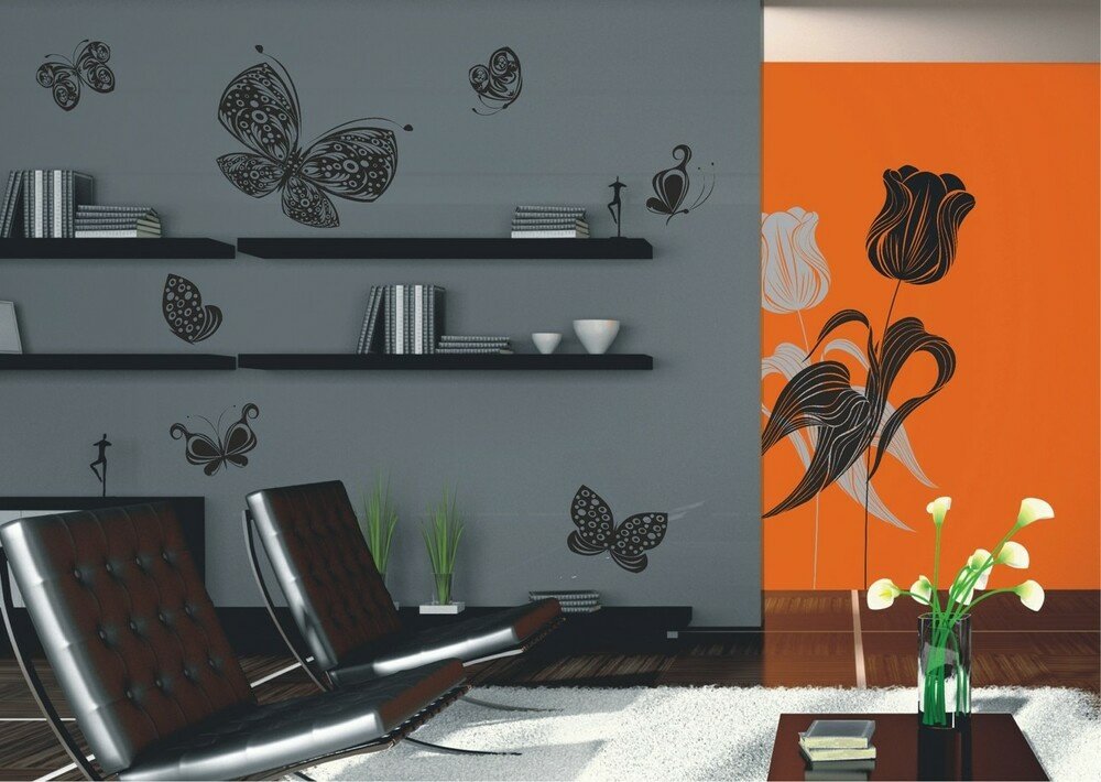 Samolepicí dekorace Černí motýli F 0459 - 65 x 85 cm