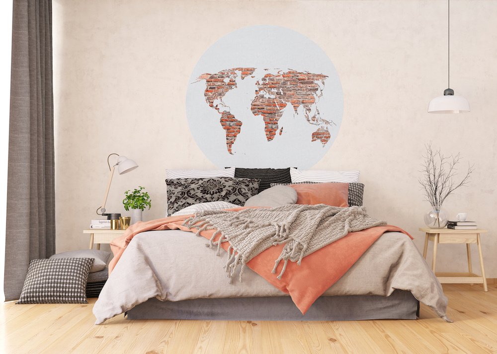 Samolepicí fototapeta CR3330 Brick Worldmap 140 x 140 cm