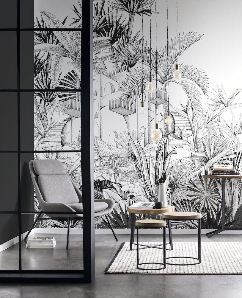 Vliesový panel na zeď 688153 Tropical house 3 x 4 m