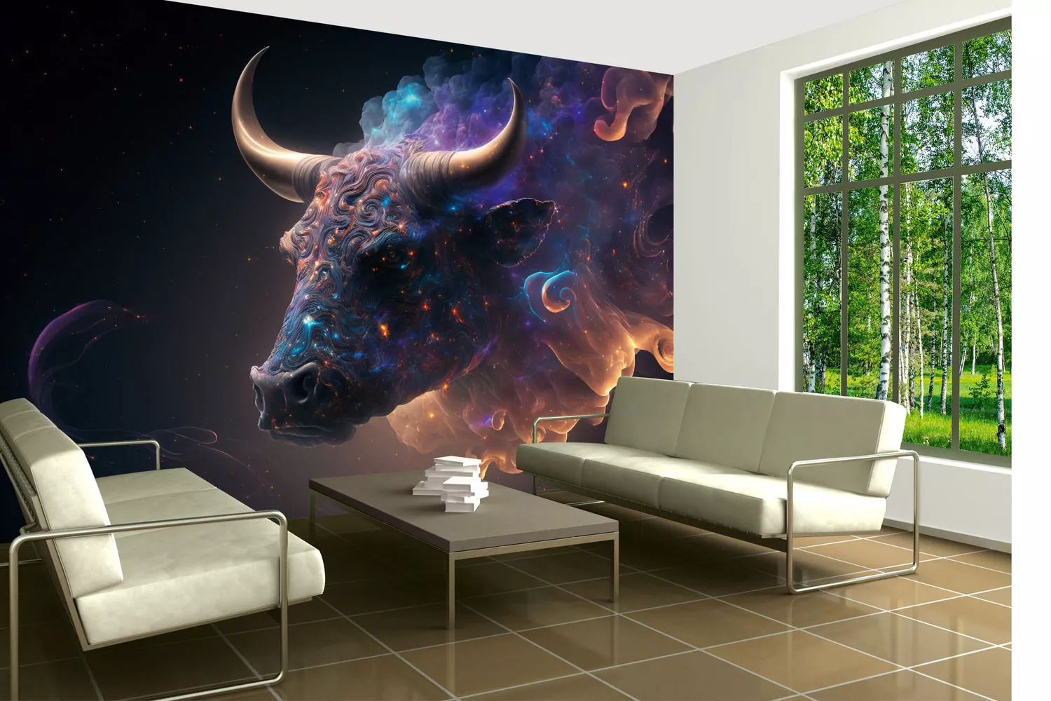 DIMEX vliesová fototapeta Horned Bull 375 x 250 cm MS-5-AI-0002
