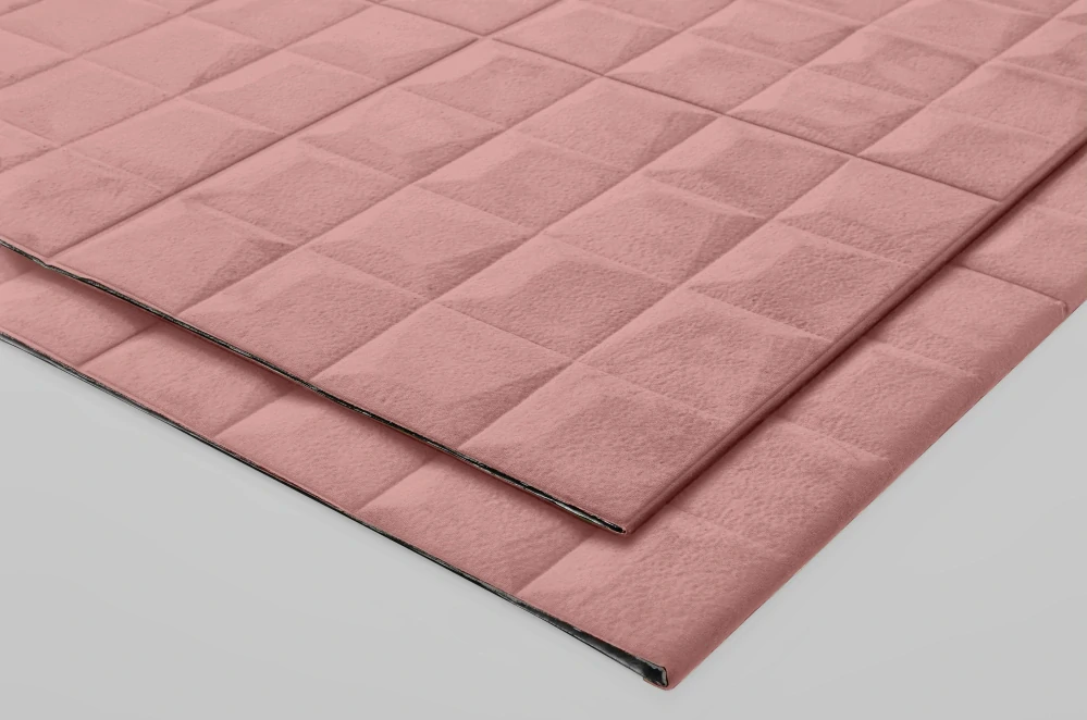 3D samolepicí VELVET obklad růžové kostky - 0,69 x 1,4 m