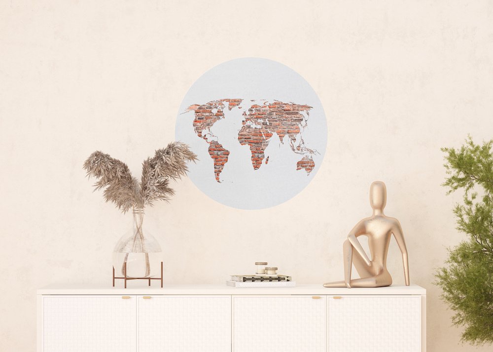 Samolepicí fototapeta CR3230 Brick Worldmap 70 x 70 cm