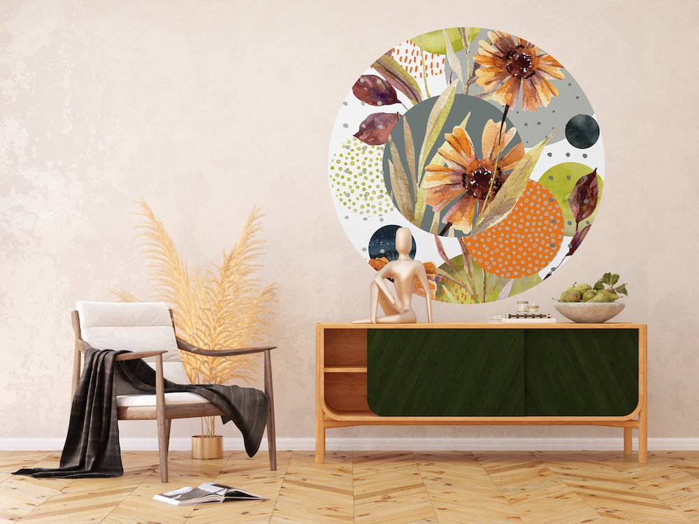 Samolepicí fototapeta CR3319 Flowers and Shapes 140 x 140 cm