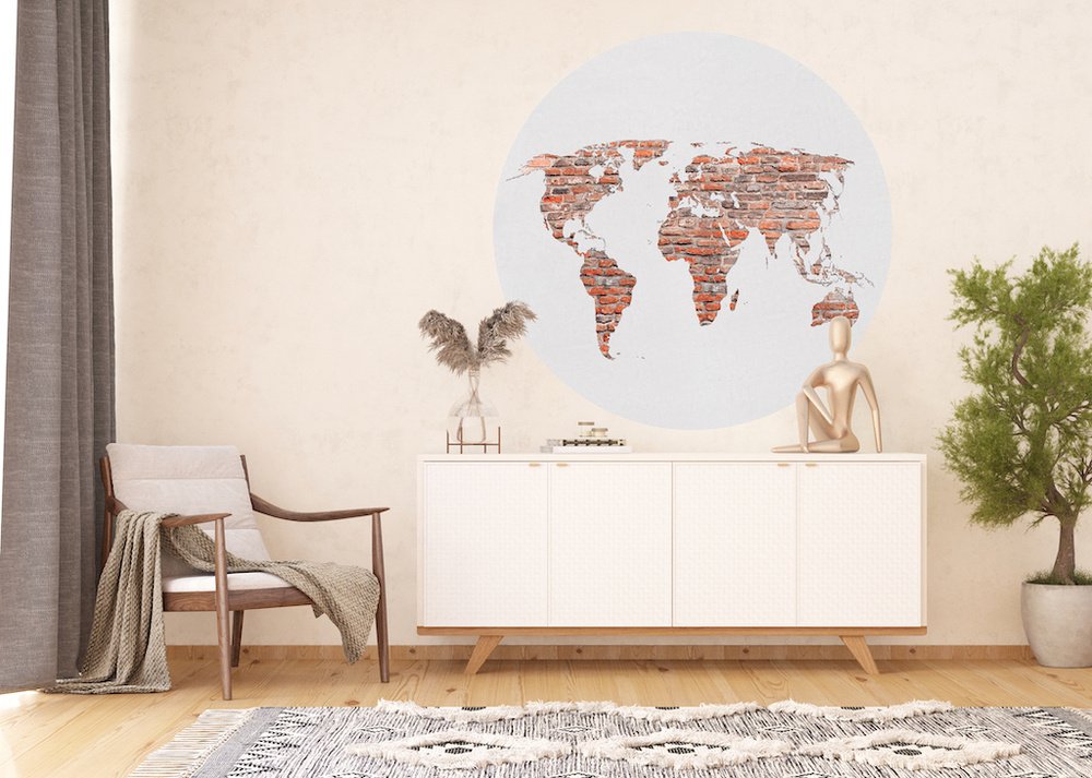 Samolepicí fototapeta CR3330 Brick Worldmap 140 x 140 cm