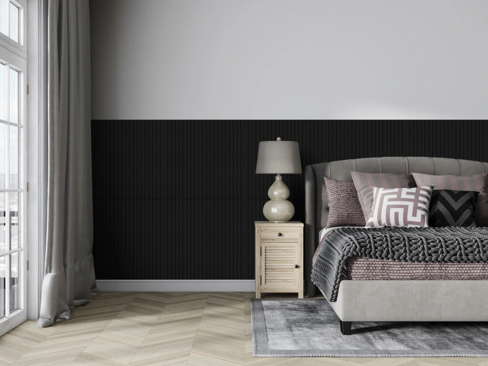 3D samolepicí VELVET obklad černé minipruhy - 0,69 x 1,4 m