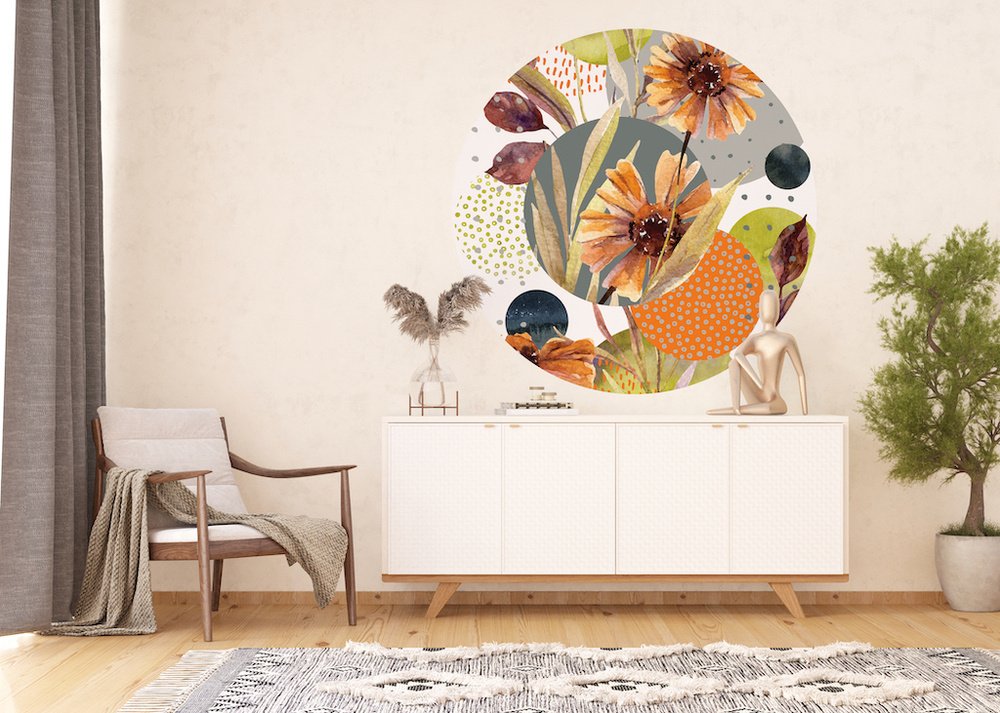 Samolepicí fototapeta CR3319 Flowers and Shapes 140 x 140 cm