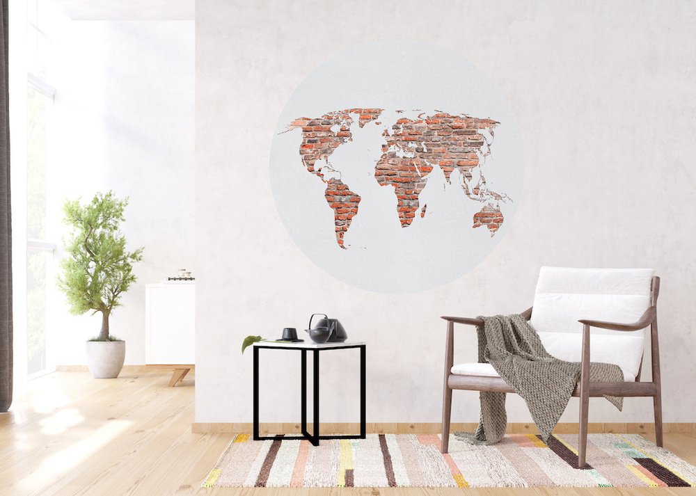 Samolepicí fototapeta CR3330 Brick Worldmap 140 x 140 cm