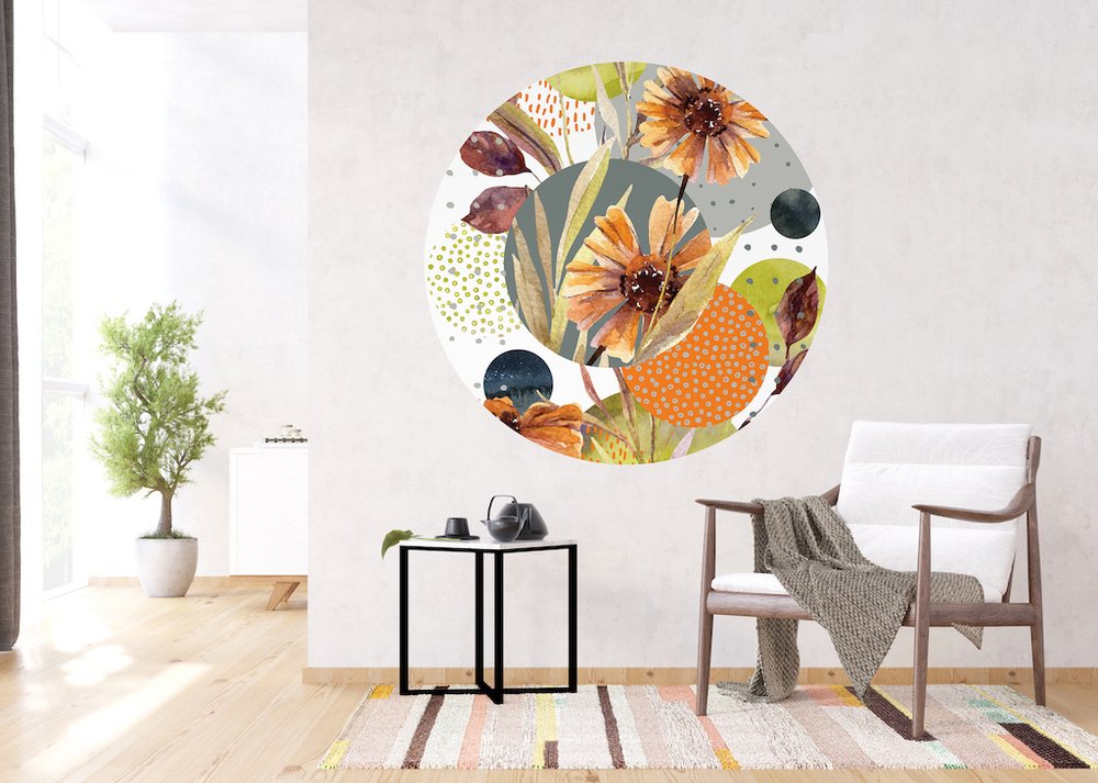 Samolepicí fototapeta CR3319 Flowers and Shapes 140 x 140 cm