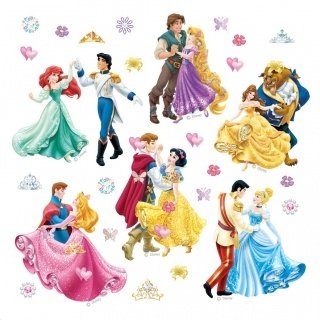 Samolepicí dekorace Princezny a princové DKS1081 - 30 x 30 cm