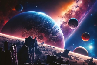 DIMEX vliesová fototapeta Planets and Space 375 x 250 cm MS-5-AI-0020