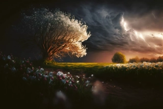 DIMEX vliesová fototapeta Silver Tree 375 x 250 cm MS-5-AI-0024